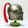 Barbute Helmet Medieval Wearable Steel Armor (Red Plume, Stand Included)