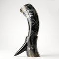 Viking Drinking Horn with Fitted Stand  Nordic Style Ox Horn Mug for Mead & Beer