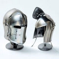 Polished Steel Barbute Helmet Medieval Knight Role Play, with Stand