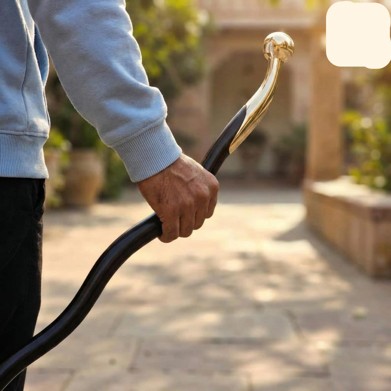 Handcrafted Wooden Cane with Brass Handle Luxury