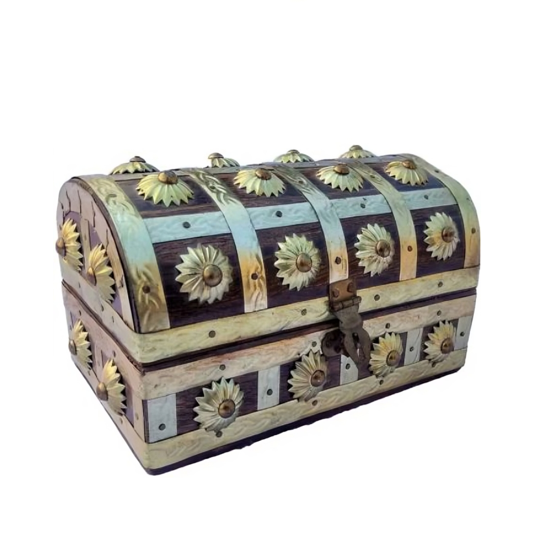 EcoNucleax Elegant Wooden Jewellery Storage Box – Treasure Chest - Bridal Jewellery Box – for Any Occasion