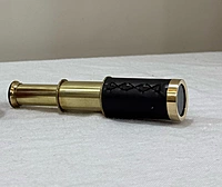 Antique Brass Telescope, 17.8 cm Extended Length, 8.9 cm Collapsed Length, Wooden Box