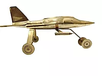 Decorative Brass Aircraft Model, Vintage Style Fighter Jet Showpiece, Gold-Toned Metal Collectible