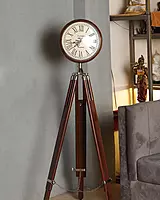 Analog Clock with Adjustable Height Wooden Tripod Stand