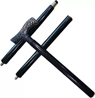 Antique Foldable Brass and Wood Walking Stick, 94 cm Wood Cane with Brass T-Handle, Golden Floral Design, Unisex