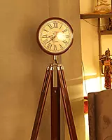 Analog Clock with Adjustable Height Wooden Tripod Stand