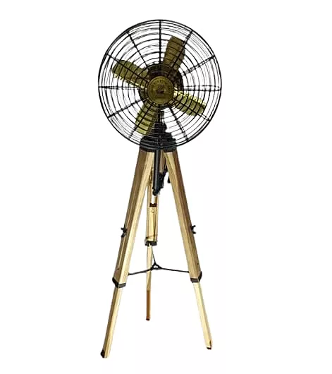 Antique Tripod Black & Gold Electric Fan | Vintage-Inspired Design for Home or Office Decor | Sturdy Metal Frame | Adjustable Height | Perfect for Collectors and Fans of Retro Aesthetics