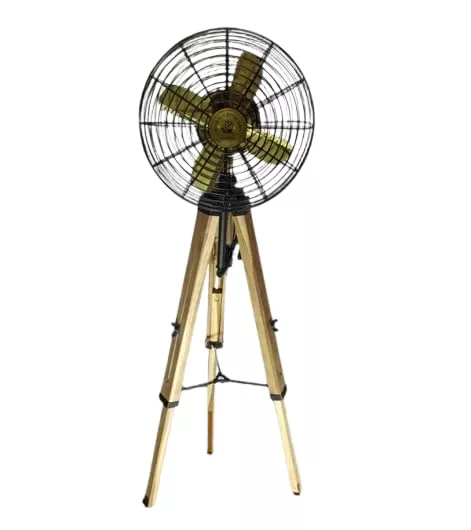 Antique Tripod Black & Gold Electric Fan | Vintage-Inspired Design for Home or Office Decor | Sturdy Metal Frame | Adjustable Height | Perfect for Collectors and Fans of Retro Aesthetics