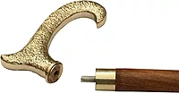 Decorative Walking Stick, 94 cm Ebony Wood Cane with Brass T-Handle, Golden Floral Design, Unisex