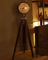 Analog Clock with Adjustable Height Wooden Tripod Stand