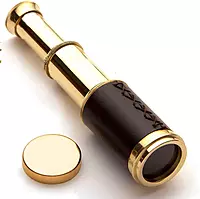 Antique Brass Telescope, 17.8 cm Extended Length, 8.9 cm Collapsed Length, Wooden Box
