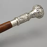 Decorative Walking Stick, 94 cm (36 inch / 3 Feet) Wood Cane with Brass Royal Handle, Golden Floral Design, Unisex