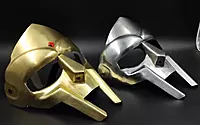 Brass MF DOOM Mask, Gladiator Style Helmet, Metallic Gold and Silver Finish, Cosplay Prop